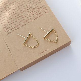 Chained Stud Earring 1 Pair - As Shown In Figure - One Size
