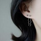 Flower Wavy Sterling Silver Dangle Earring 1 Pair - Silver - One Size
