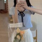 Short-sleeve Bow Keyhole T-shirt