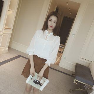 Plain 3/4 Sleeve Chiffon Blouse With Camisole