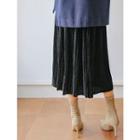 Accordion-pleated Velvet Long Skirt