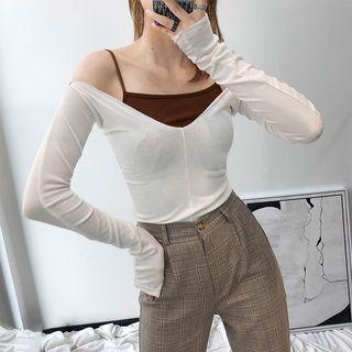 Mock Two-piece T-shirt White - One Size