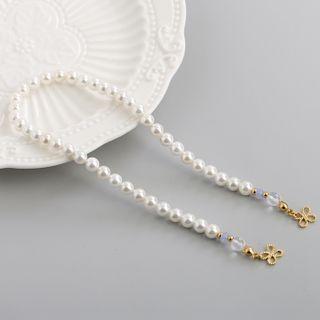 Alloy Flower Faux Pearl Necklace Extension 1piece - As Shown In Figure - One Size