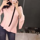 Off-shoulder Slit-sleeve T-shirt