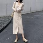 Single Breasted Knit Dress With Sash