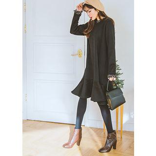 Tall Size Frilled Flounced Midi Dress