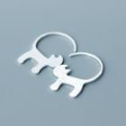 Sterling Silver Cat Earring 1 Pair - S925 Silver - Silver - One Size