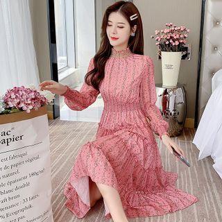 Rhinestone Floral Midi A-line Dress