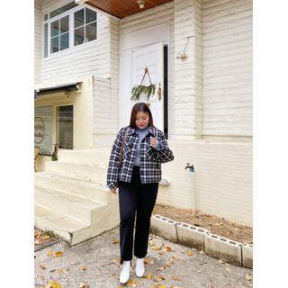 Flap-pocket Plaid Padded Shirt Jacket