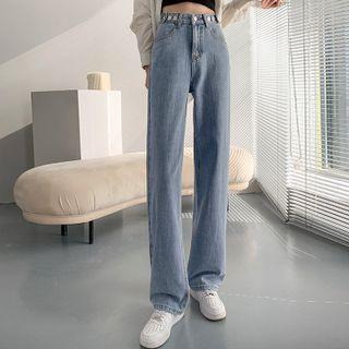 High Waist Washed Loose Fit Jeans (various Designs)