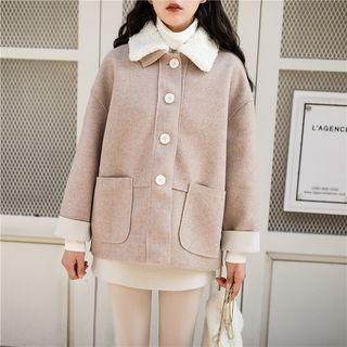 Buttoned Coat Light Coffee - One Size