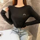 Long-sleeve Moon-print T-shirt