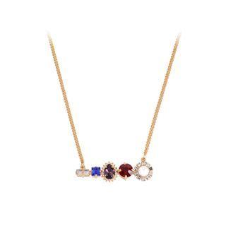 Fashion Simple Plated Gold Geometric Round Cubic Zirconia Necklace Golden - One Size