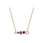 Fashion Simple Plated Gold Geometric Round Cubic Zirconia Necklace Golden - One Size