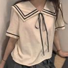 Short-sleeve Sailor Collar Blouse As Shown In Figure - One Size