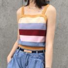 Color Block Knit Camisole Top As Shown In Figure - One Size