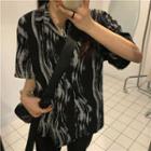 Short-sleeve Tie-dyed Shirt Black - One Size