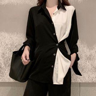Two-tone Shirt Black & White - One Size