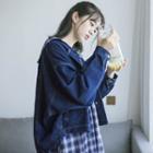 Lettering Embroidered Loose-fit Denim Jacket