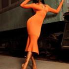 Long-sleeve Midi Mermaid Polo Dress