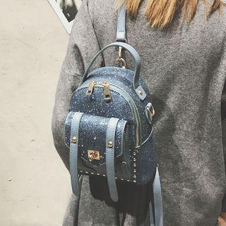 Glittered Faux Leather Mini Backpack