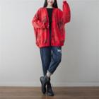 Floral Print Cardigan Red - One Size