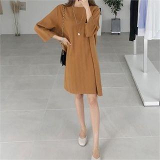 3/4-sleeve Cotton Shift Dress