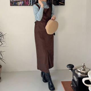 Adjustable Slit-front Long Overall Dress