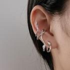 Asymmetrical Snake Ear Cuff 1 Pair - Clip On Earring - Silver - One Size