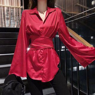 Cut-out Tie-waist Shirt