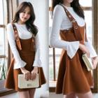 Set Of Two: Bell-sleeve Sweater + Suspender Dress