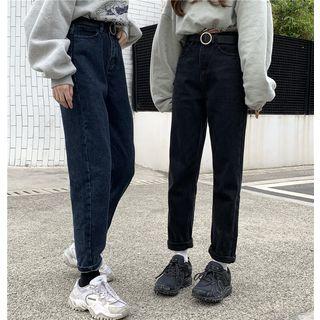 High-waist Washed Jeans With Belt