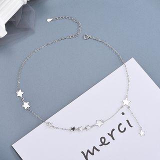 925 Sterling Silver Star Necklace Ns383 - White - One Size