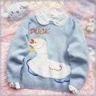 Duck Embroidered Sweater Blue - One Size