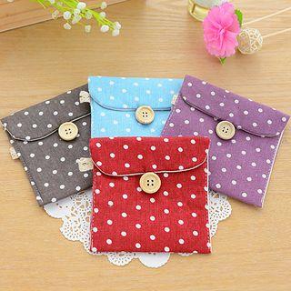 Dotted Linen Cotton Sanitary Pouch