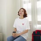 Heart Embroidery Cotton T-shirt