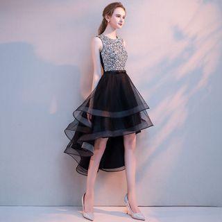 Sleeveless High Low Evening Dress