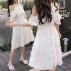 Cutout Feather-accent A-line Dress