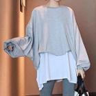 Long-sleeve Panel Hem Top / High-waist Leggings