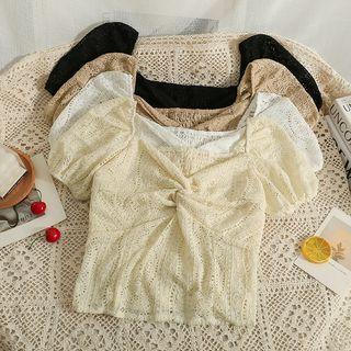 Eyelet Twisted Crop Top