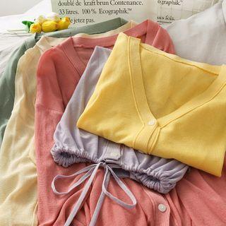 Drawstring-hem Lightweight Loose Knit Top In 8 Colors