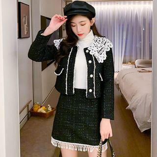 Set: Tweed Jacket + Mini A-line Skirt
