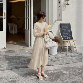 Crew-neck Adjustable-waist Long Dress