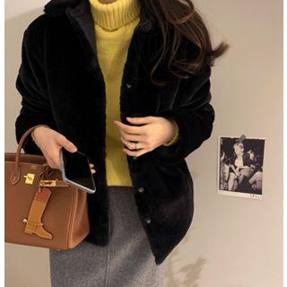 Button-detail Faux-fur Jacket One Size