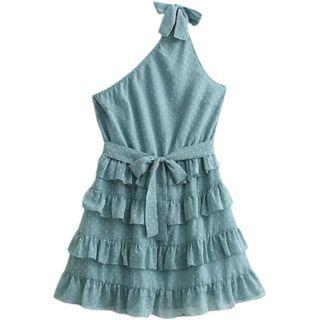 One-shoulder Ruffle Mini A-line Dress