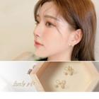 Faux Pearl Bow Earrings Gold - F