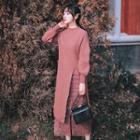 Set: Buckled Sweater Dress + Midi Tiered Mesh Skirt