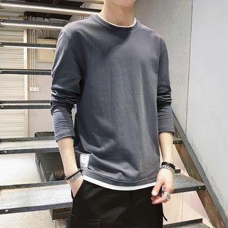 Long-sleeve Color-trim T-shirt