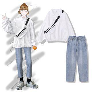 Zip Windbreaker / Cropped Harem Jeans