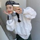 Cable-knit Sweater / Leopard Print Long-sleeve T-shirt